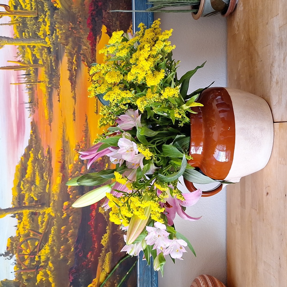 XL Vintage Two-Toned Crackle Paint Jug with Handle